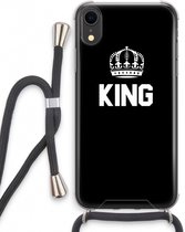 Case Company® - iPhone XR hoesje met Koord - King zwart - Telefoonhoesje met Zwart Koord - Extra Bescherming aan alle Kanten en Over de Schermrand