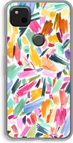 Case Company® - Google Pixel 4a hoesje - Watercolor Brushstrokes - Soft Cover Telefoonhoesje - Bescherming aan alle Kanten en Schermrand