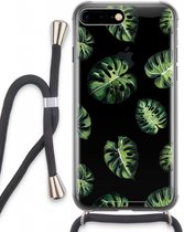 Case Company® - iPhone 8 Plus hoesje met Koord - Tropische bladeren - Telefoonhoesje met Zwart Koord - Extra Bescherming aan alle Kanten en Over de Schermrand