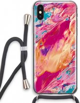 Case Company® - iPhone XS hoesje met Koord - Pastel Echoes - Telefoonhoesje met Zwart Koord - Extra Bescherming aan alle Kanten en Over de Schermrand