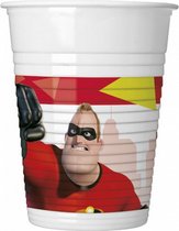 feestbekers Incredibles 200 ml wit/rood 8 stuks