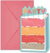 uitnodigingen taart 10 x 15 cm papier roze 12-delig