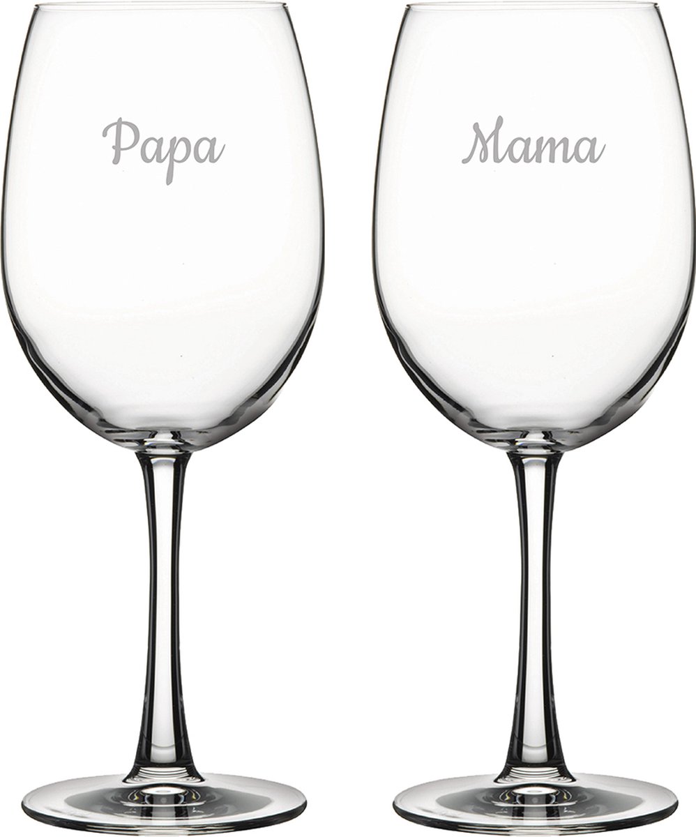 Gegraveerde Rode wijnglas 58cl Mama & Papa