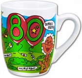 feestmok 80 Jaar 325 ml 12 x 10 cm keramiek wit