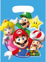 uitdeelzakjes Super Mario 8 stuks 23,5 cm blauw