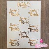 GetGlitterBaby - Gouden Plak Tattoos / Tijdelijke Tattoo Goud - Vrijgezellenfeest Vrouw - Bride to be / Team Bride - Pols