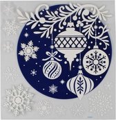 raamstickers kerstballen 31 x 31 cm foam donkerblauw/wit