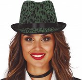 gangsterhoed luipaard polyester groen one-size