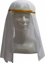 hoofddoek Sjeik polyester wit/goud one-size