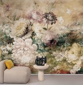 WallHaus - Bloemen Behang Painted Bouquet - Groen - 318cm x 280cm