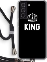 Case Company® - Samsung Galaxy S21 FE hoesje met Koord - King zwart - Telefoonhoesje met Zwart Koord - Bescherming aan alle Kanten en Over de Schermrand