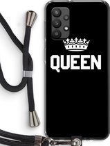 Case Company® - Samsung Galaxy A32 4G hoesje met Koord - Queen zwart - Telefoonhoesje met Zwart Koord - Bescherming aan alle Kanten en Over de Schermrand