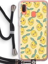 Case Company® - Samsung Galaxy A20e hoesje met Koord - Citroenen - Telefoonhoesje met Zwart Koord - Bescherming aan alle Kanten en Over de Schermrand