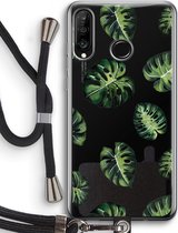 Case Company® - Huawei P30 Lite hoesje met Koord - Tropische bladeren - Telefoonhoesje met Zwart Koord - Bescherming aan alle Kanten en Over de Schermrand