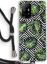 Case Company® - Oppo A94 5G hoesje met Koord - Geometrische jungle - Telefoonhoesje met Zwart Koord - Bescherming aan alle Kanten en Over de Schermrand