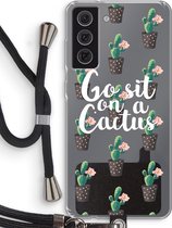 Case Company® - Samsung Galaxy S21 FE hoesje met Koord - Cactus quote - Telefoonhoesje met Zwart Koord - Bescherming aan alle Kanten en Over de Schermrand