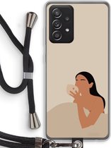 Case Company® - Samsung Galaxy A52 hoesje met Koord - Fresh coffee - Telefoonhoesje met Zwart Koord - Bescherming aan alle Kanten en Over de Schermrand