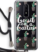 Case Company® - OnePlus 6 hoesje met Koord - Cactus quote - Telefoonhoesje met Zwart Koord - Bescherming aan alle Kanten en Over de Schermrand