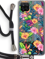 Case Company® - Samsung Galaxy A12 hoesje met Koord - Tropisch 2 - Telefoonhoesje met Zwart Koord - Bescherming aan alle Kanten en Over de Schermrand