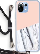 Case Company® - Xiaomi Mi 11 Lite hoesje met Koord - A touch of peach - Telefoonhoesje met Zwart Koord - Bescherming aan alle Kanten en Over de Schermrand