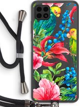 Case Company® - Samsung Galaxy A22 4G hoesje met Koord - Papegaaien - Telefoonhoesje met Zwart Koord - Bescherming aan alle Kanten en Over de Schermrand