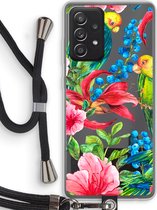 Case Company® - Samsung Galaxy A52 hoesje met Koord - Papegaaien - Telefoonhoesje met Zwart Koord - Bescherming aan alle Kanten en Over de Schermrand