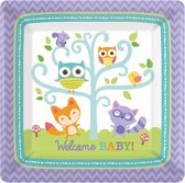 feestborden babyshower woodland vierkant 27 cm 8 stuks