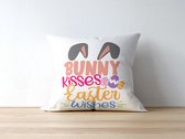Paas Kussen Bunny Kisses Easter Wishes in kleur | Paas cadeau | Pasen | Paasdecoratie | Pasen Decoratie | Grappige Cadeaus | Geschenk | Sierkussen