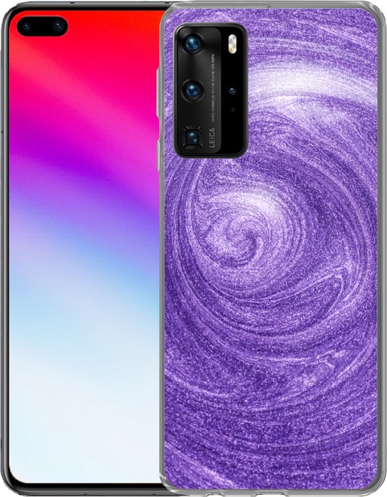 Coque Huawei P40 Pro - Texture pailletée violette dans un tourbillon - Coque de téléphone en Siliconen
