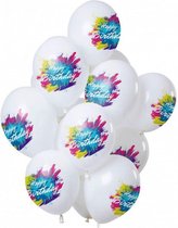 ballonnen Happy Birthday 30 cm latex wit 12 stuks