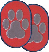 Knielappen (2) opstrijkje Hondenpoot | opstrijkjes met geborduurde hondenpoot | 10cm x 6,7cm | voor kleine dierenvrienden | oplossing voor gat in kinderjeans | eigen design | @creapatch | www.creapatch.be
