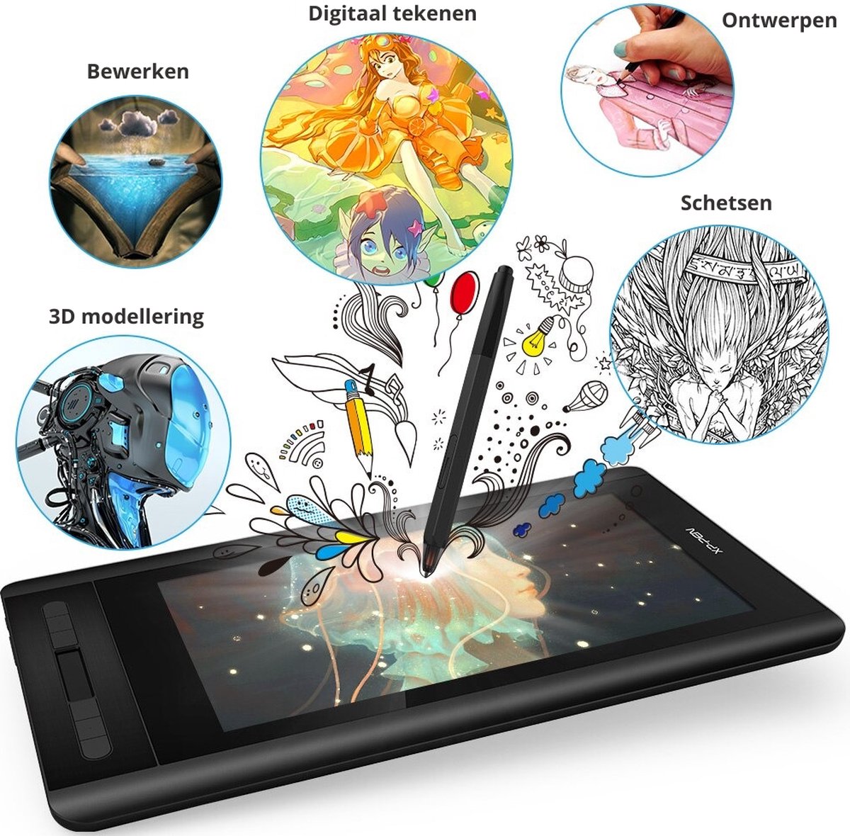 Jekkie professioneel grafisch tekentablet met scherm Grafische tablet Tekentablet...