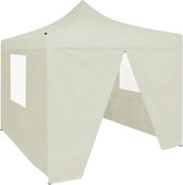 Medina Partytent met 4 zijwanden inklapbaar 2x2 m staal crème