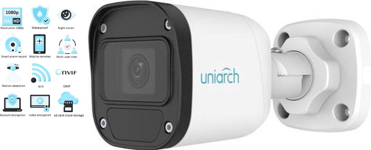 Uniarch IPC-B124-APF28 Full HD 4MP buiten bullet camera met 30m Smart IR, WDR, PoE - Beveiligingscamera IP camera bewakingscamera camerabewaking veiligheidscamera beveiliging netwerk camera webcam