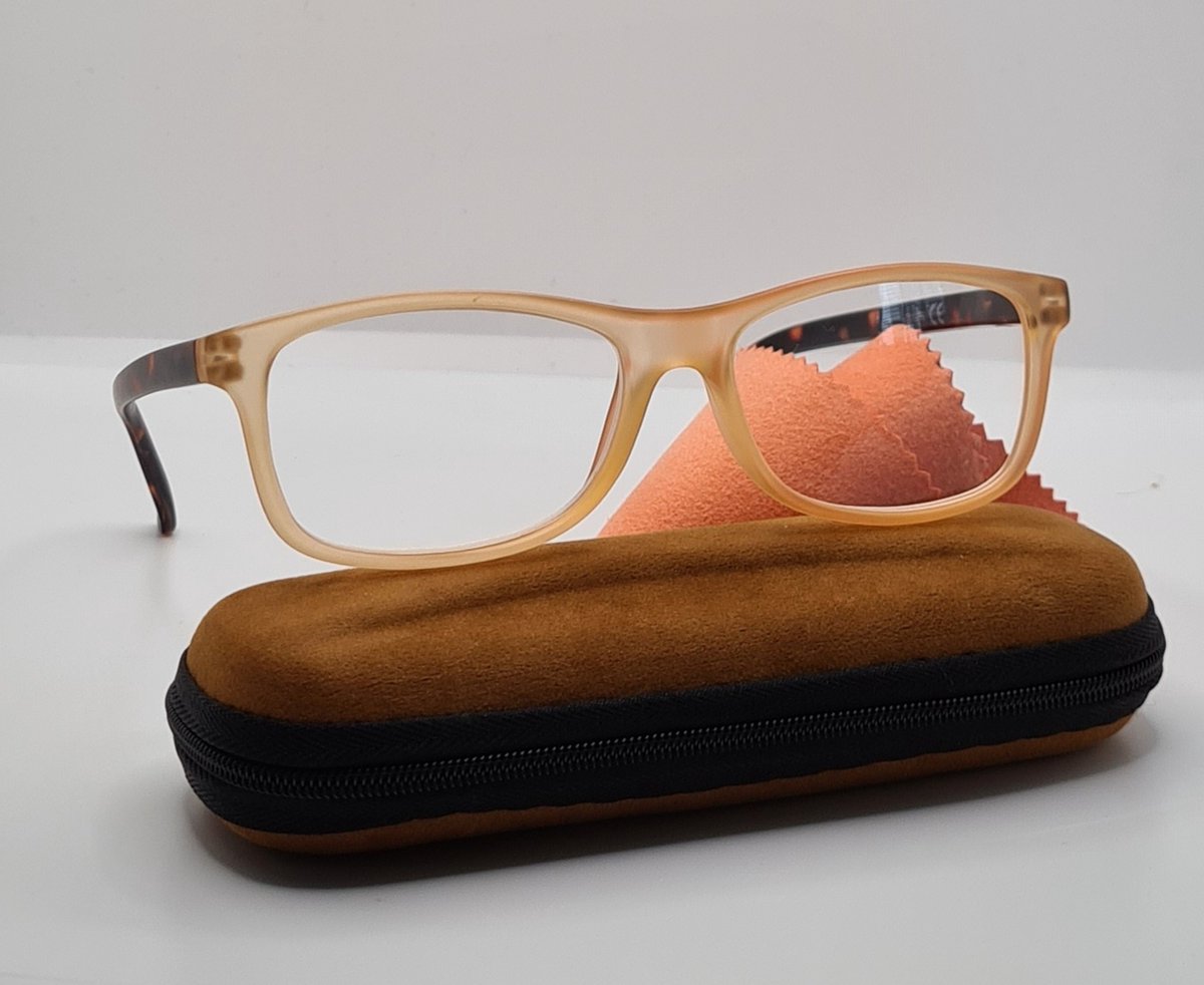 Leesbril +1,0 met brillenkoker, bril met sterkte, lichtgewicht vrouwen leesbril +1.0 bruin 011939, Lunettes de Lecture / Aland optiek