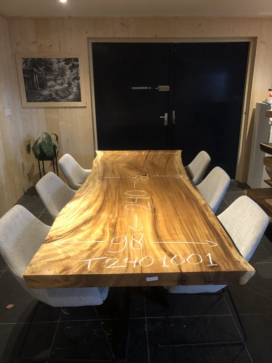 Table tronc d'arbre Bois de Suar | 240 x 100 cm | X-jambes