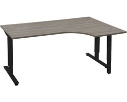 Offeco Bureau York hoek - Bureau - Bureautafel - Gaming bureau - Game bureau - Computertafel - Desk - Bureau zwart - Verstelbaar bureau - Gaming Desk - Bureau tafel - Bureau verstelbaar  Logan eik  180x120cm  Hoek bureau-- blad-  onderstel- x120