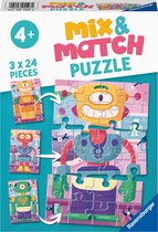 Ravensburger puzzel Mix & Match Schattige robots - Legpuzzel - 3x24 stukjes