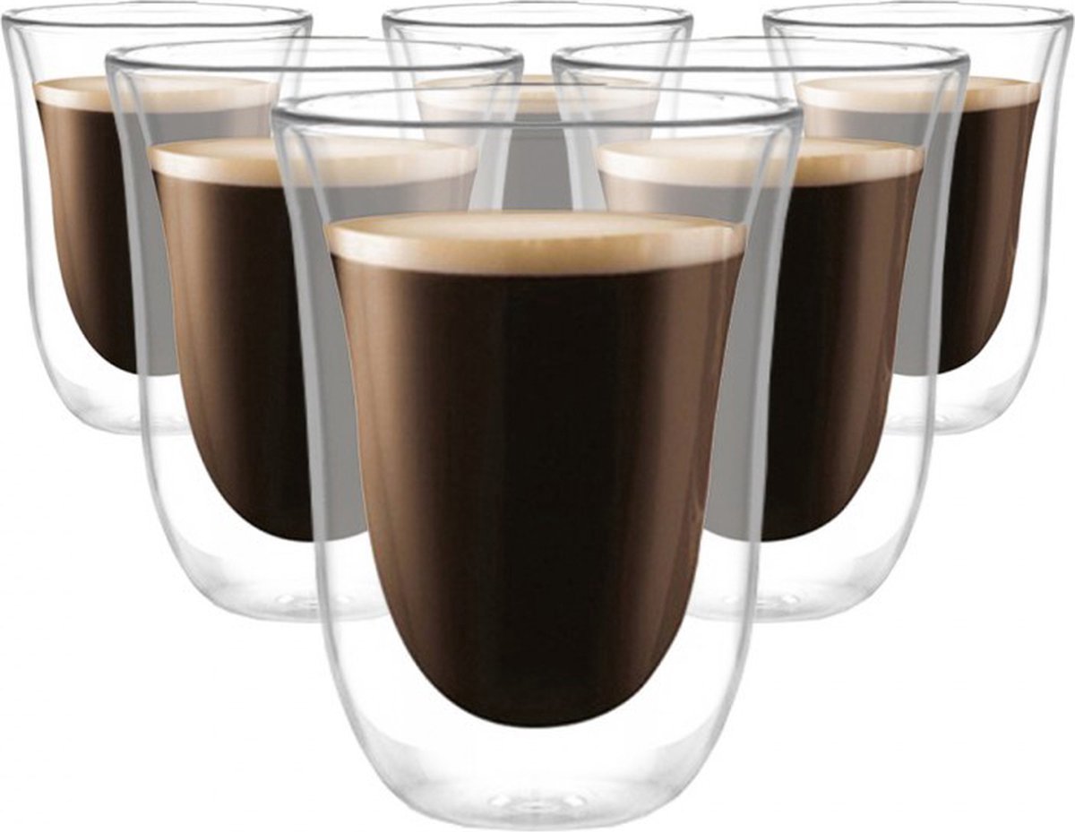 Dubbelwandige Glazen - 270 ml - Set van 6 - Koffieglazen - Theeglas - Cappuccino Glazen - Latte Macchiato Glazen