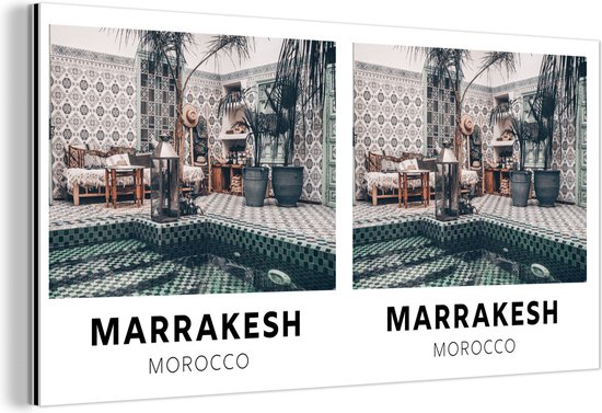 Wanddecoratie Metaal - Aluminium Schilderij Industrieel - Marokko - Marrakesh - Decoratie - 120x60 cm - Dibond - Foto op aluminium - Industriële muurdecoratie - Voor de woonkamer/slaapkamer