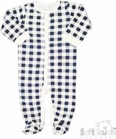 Soft Touch - Baby - Slaappakje - Pyjama - Geruit Boxpak - 100% katoen - Navy - Maat 0-3 mnd - 62