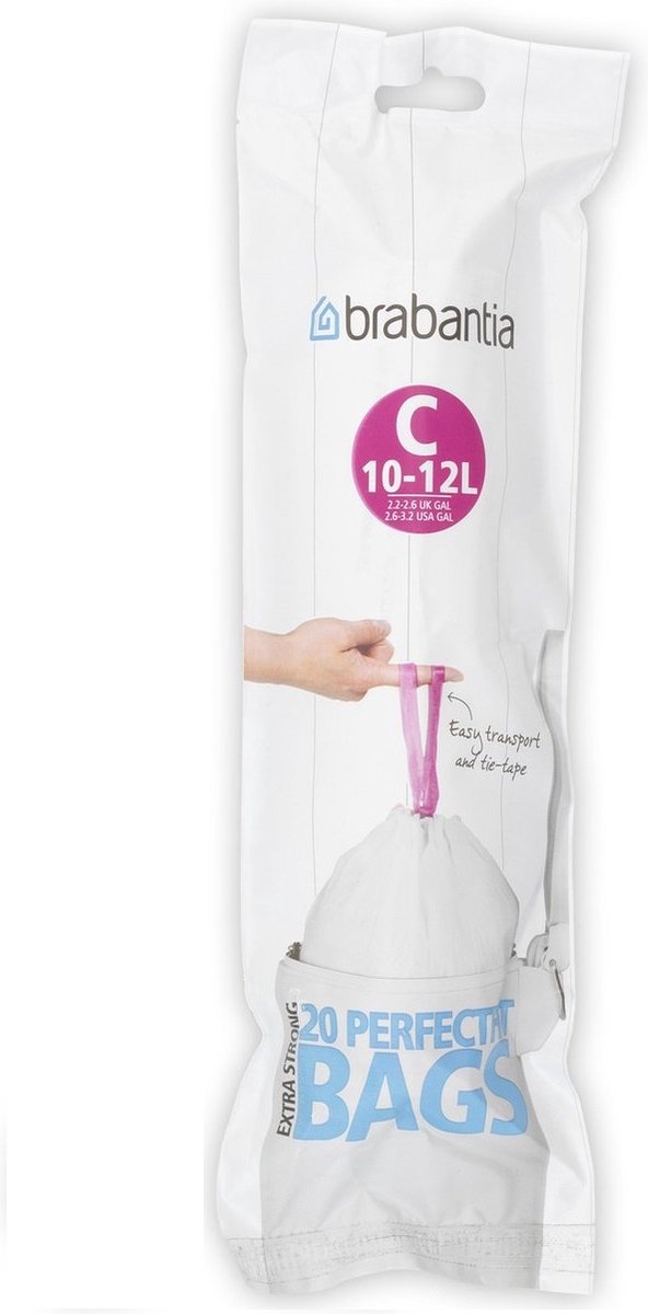 Sac poubelle 10/12 litres à liens coulissants Brabantia C blanc - 20 sacs  sur