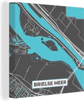 Canvas Schilderij Nederland - Brielse Meer - Plattegrond - Stadskaart - Kaarten - 50x50 cm - Wanddecoratie