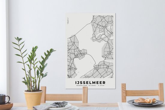 Peinture sur Toile Carte - Nederland - IJsselmeer - Plan - Plan de Ville - 40x60 cm - Décoration murale