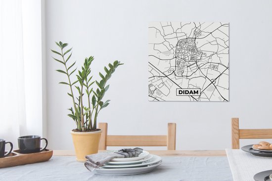 Toile Peinture Plan d'Etage - Didam - Plan de Ville - Carte - 50x50 cm - Décoration murale