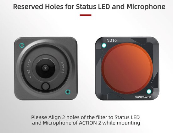 50CAL MCUV (Multi Coating Ultra Violet) Actioncam Camera Lens Filter - geschikt voor DJI Action 2 - magnetisch click-on - professionele kwalteit gehard glas & aluminium frame -krasbestendige coating - 50CAL
