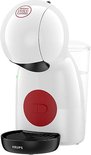 Witte Krups Piccolo XS koffiemachine met Nescafe Dolce Gusto logo en rood bedieningspaneel.