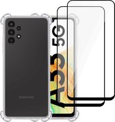 Samsung A33 5G Hoesje + 2x Samsung A33 5G Screenprotector – Full Screen Tempered Glass - Extreme Shock Case Transparant