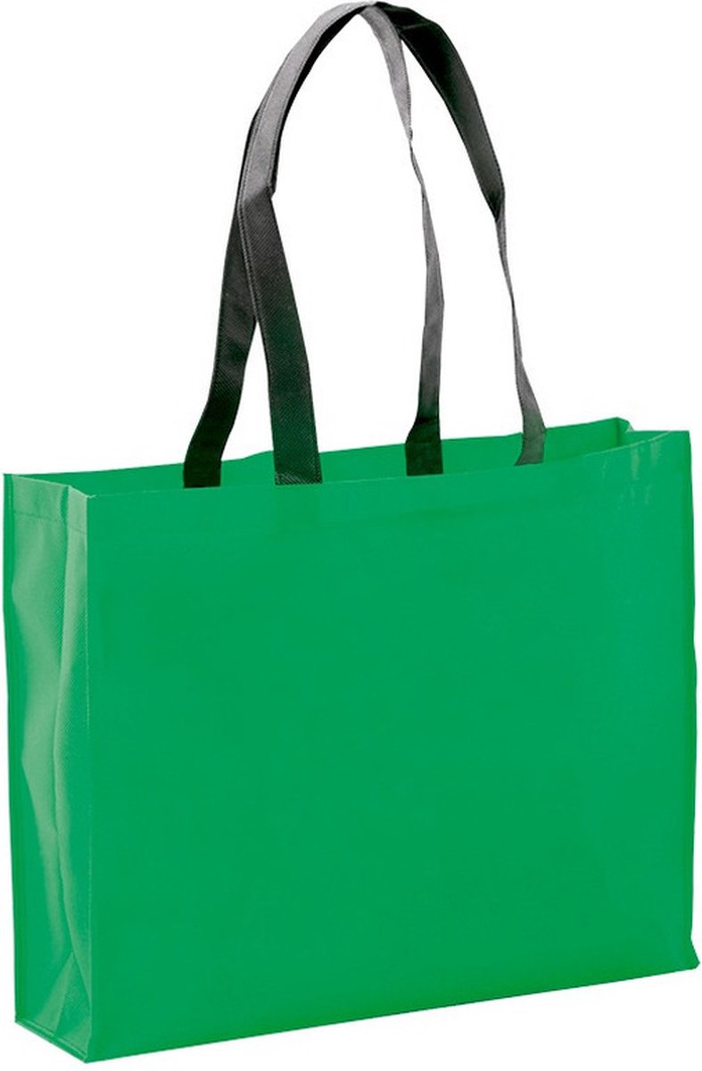 Draagtas / goodie-bag / schoudertas / boodschappentas - groen - 40 x 32 x 11 cm