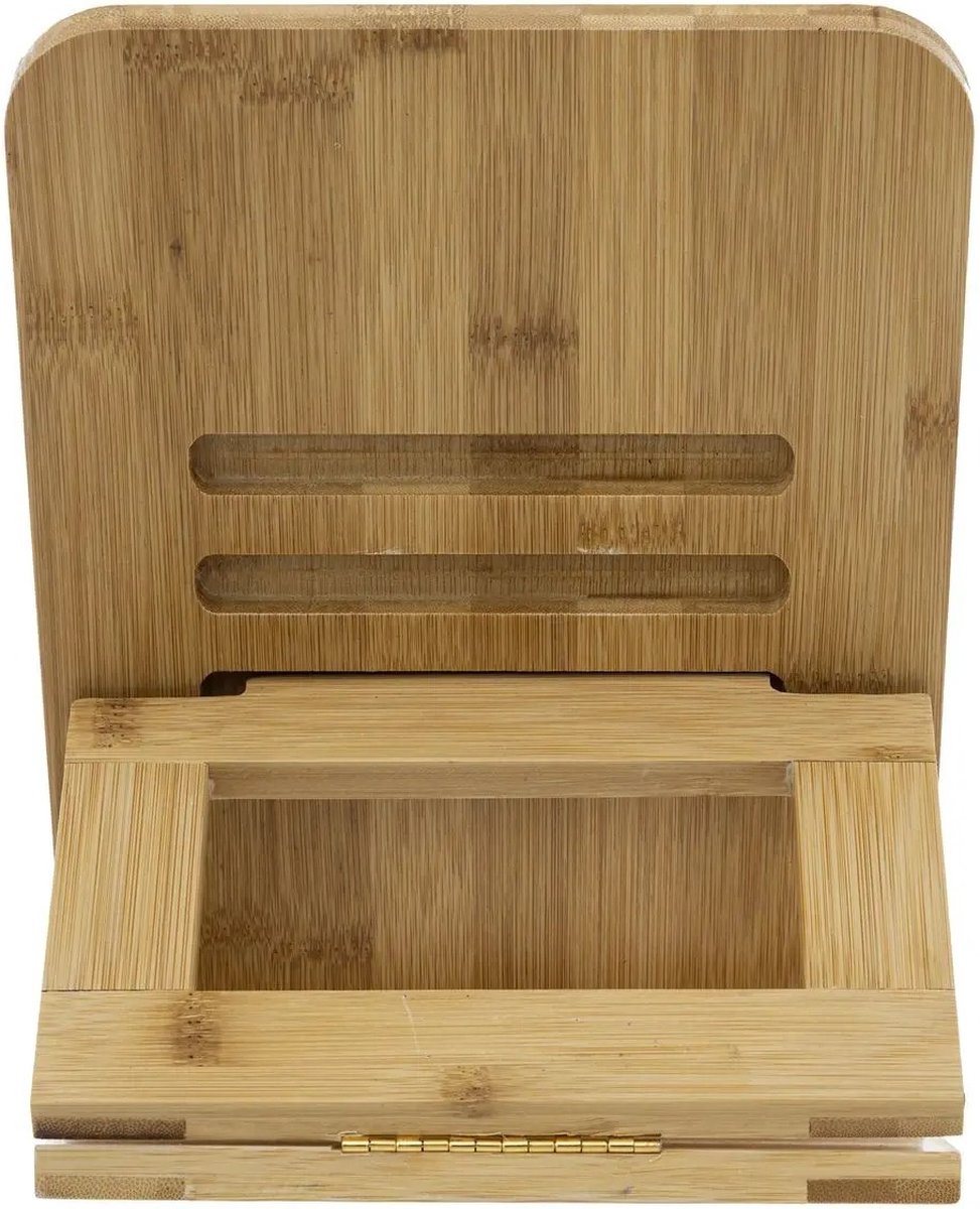 5Five Tablet/iPad houder - naturel - 26 x 20 cm - bamboe hout - standaard - Tablethouder - iPadhouder — cadeau in Kookcadeaus - foto 2